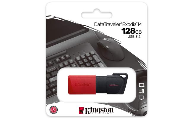 Kingston DataTraveler Exodia M 128GB USB 3.2 Flash Drive - Red / Black
