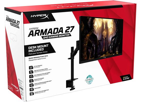 HyperX Armada 27 IPS QHD 2K HDR10 165Hz Refresh Rate 1ms Response Time NVIDIA G-SYNC Compatible w/ Desk Mount