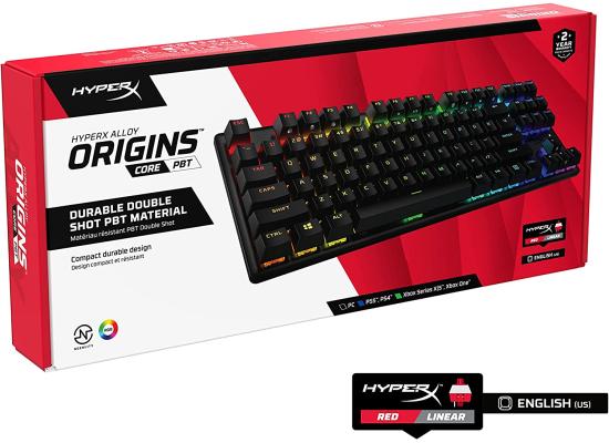 HyperX Alloy Origins Core PBT Mechanical PBT Keycaps RGB Aluminum Body HyperX Linear Red Switch