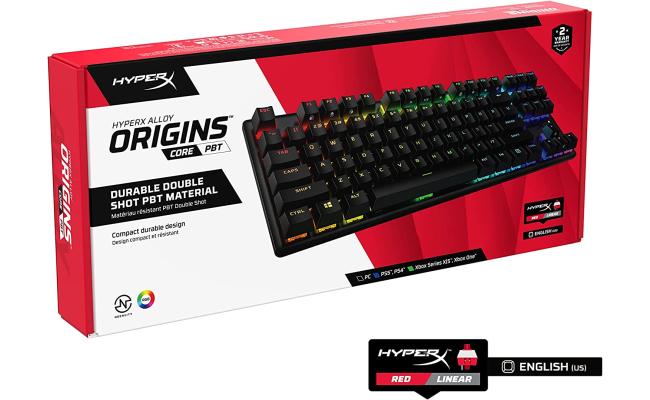HyperX Alloy Origins Core PBT Mechanical PBT Keycaps RGB Aluminum Body HyperX Linear Red Switch