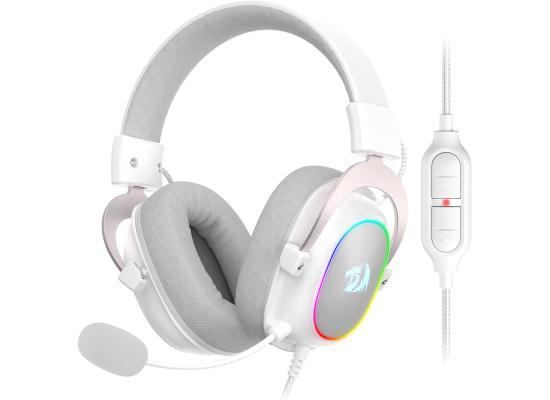 Redragon H510 Zeus-X RGB 7.1 Surround Sound 53MM Drivers Memory Foam Ear Pads w/Durable Fabric Cover - White