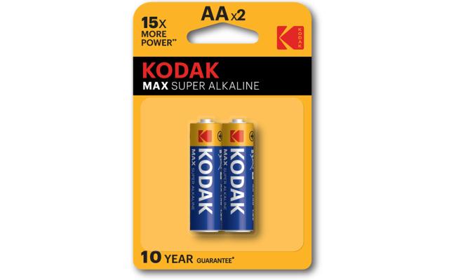 Kodak MAX AA Super Alkaline Batteries (1.5V, 2800mAh, 2-Pack)