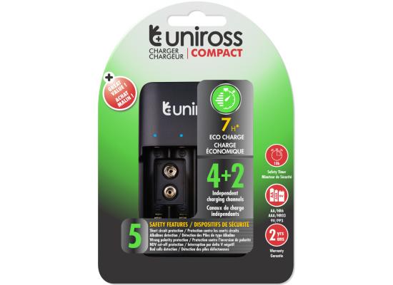 Uniross UCU004A USB Compact Multi Charger with 4x AA 2100 Batteries & USB Charging