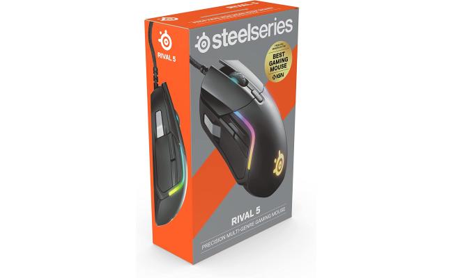 SteelSeries Rival 5 PrismSync RGB Lighting 9 Buttons 18,000 CPI TrueMove Air Optical Sensor - Black