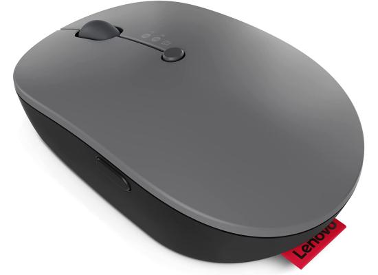 Lenovo Go Multi-Device Wireless & Bluetooth Mouse, Adjustable DPI USB-C Rechargeable Battery Qi Wireless Charging