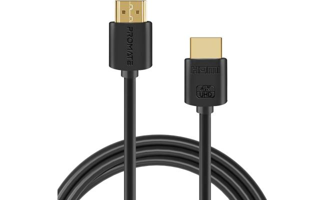 Promate ProLink4K2-300 4K HDMI Cable High-Speed 3M HDMI w/ 24K Gold Plated Connector - Black
