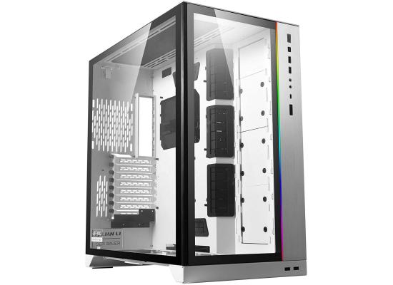 LIAN LI O11 Dynamic XL ROG Certificated Tempered Glass Front & Left Side w/ ARGB Front Bar - White