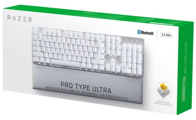 Razer Pro Type Ultra Wireless Mechanical Silent Linear Switches HyperSpeed Technology Connect up to 4 Devices Fully Programmable Keys & Smart Controls Razer Pro Type Ultra Wireless Mechanical Silent Linear Switches HyperSpeed Technology Connect up to 4 Devices Fully Programmable Keys & Smart Controls