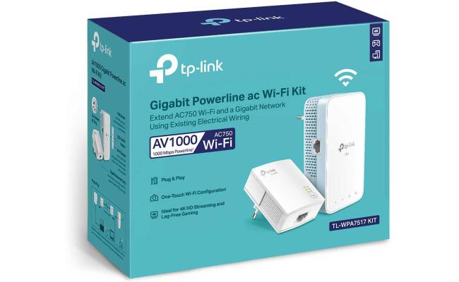 TP-Link TL-WPA7517KIT AV1000 Powerline WiFi Extender Dual Band WiFi, OneMesh Gigabit Port
