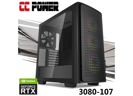 CC Power 3080-107 Gaming PC 5Gen AMD Ryzen 7 8-Cores w/ RTX 3080 10GB DDR6 Liquid Cooled