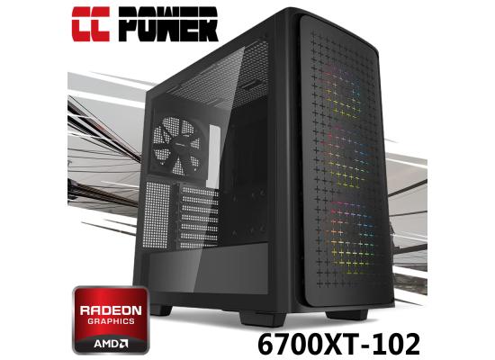 CC Power 6700XT-102 Gaming PC 5Gen AMD Ryzen 7 8-Cores w/ AMD Radeon RX 6700 XT 12GB GDDR6 Liquid Cooled