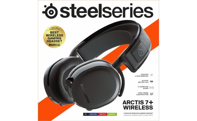 SteelSeries Arctis 7+ Wireless Lossless 2.4 GHz 30 Hour USB-C  7.1 Surround For PC, PS5, PS4, Mac, Android and Switch - Black
