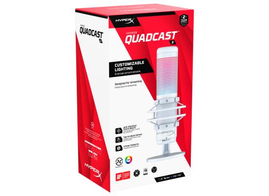 HP HyperX QuadCast S RGB USB Condenser Microphone for PC, PS4, PS5 and Mac - White