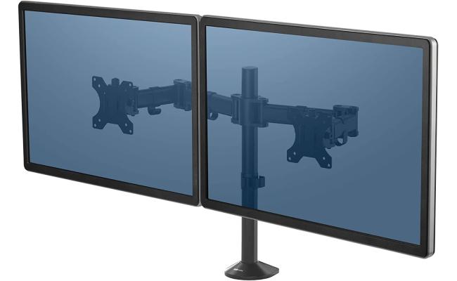 Fellowes Reflex Series Adjustable Dual Monitor Arm - Black