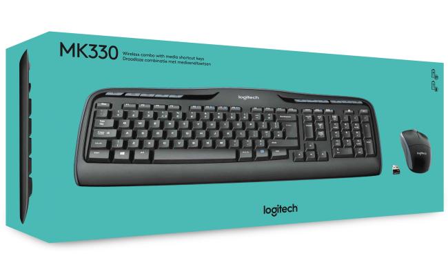 LogitecLogitech MK330 Wireless Keyboard & Mouse Combo with USB-Receiver Long Battery Life PC/Laptop Arabic / English Layout - Black LogitecLogitech MK330 Wireless Keyboard & Mouse Combo with USB-Receiver Long Battery Life PC/Laptop Arabic / English Layout - Black