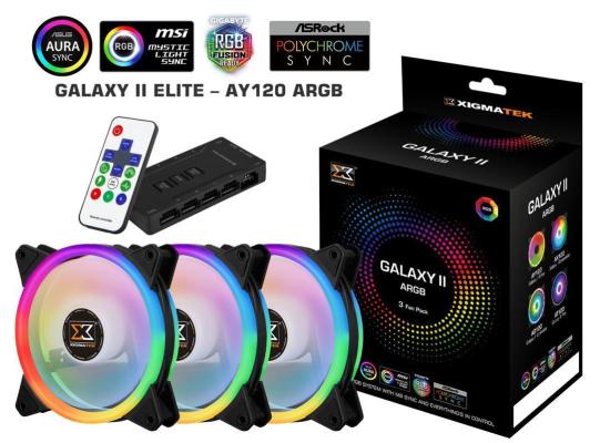 Xigmatek Galaxy III ARGB Fans (3 Fan Pack) w /  Remote 