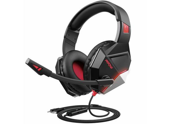 Mpow EG10 Wired Headset w/Noise Canceling For PC PS4 Xbox Switch , Black / Red