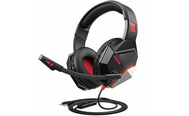 Mpow EG10 Wired Headset w/Noise Canceling For PC PS4 Xbox Switch , Black / Red