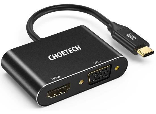Choetech HUB-M17 USB 3.1 Type C To HDMI & VGA Adapter - Black