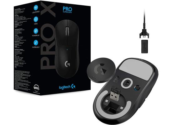 Logitech G PRO X SUPERLIGHT Wireless Ultra-Lightweight 63 grams HERO 25K Sensor 25,600 DPI 5 Buttons - Black