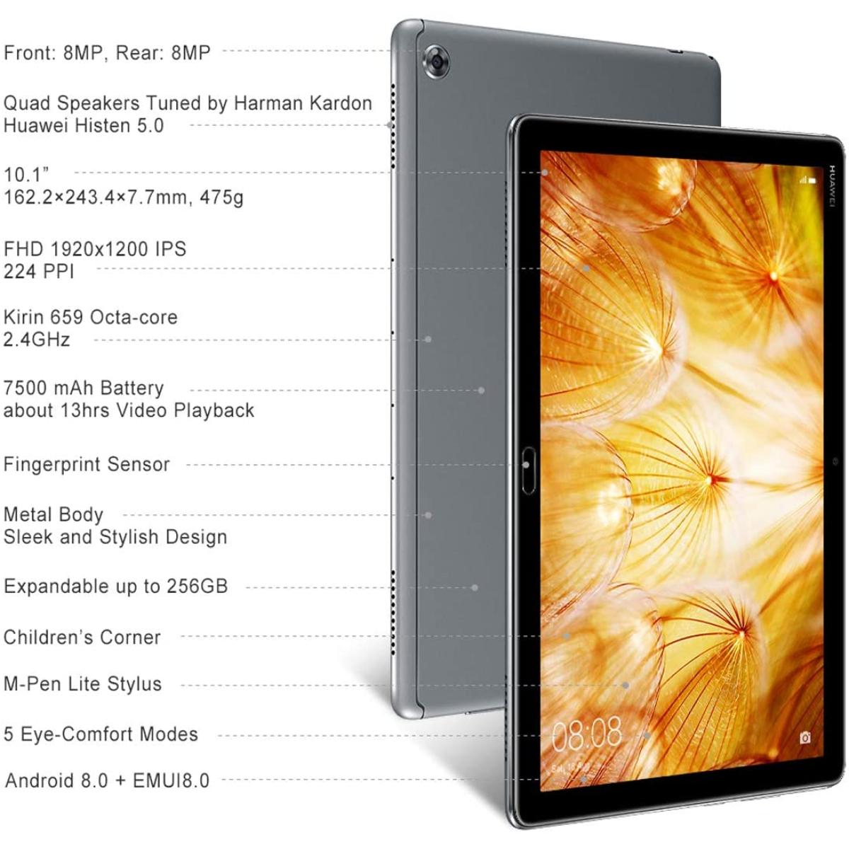 Huawei MediaPad M5 Lite 10" Andriod 8.0 Tablet 4G SIM - Grey | MediaPad