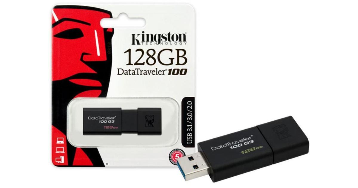 Kingston 128GB DataTraveler 100 Gen 3 USB 3.0 Drive (Black ...