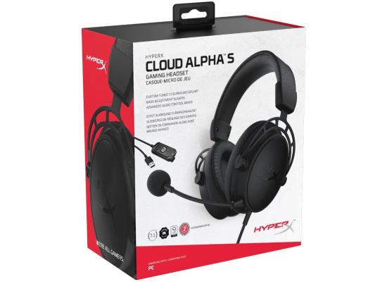 HP HyperX Cloud Alpha S 7.1 Surround Adjustable Bass Dual Chamber Noise Cancelling Mic - Blackout