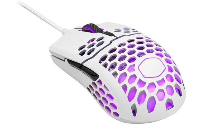 Cooler Master MM711 RGB-LED Lightweight 60g Wired 16000 DPI Optical Sensor 20 Million Click Omron Switches, Smooth Glide PTFE Feet Ambidextrous Honeycomb Shell - White Matte