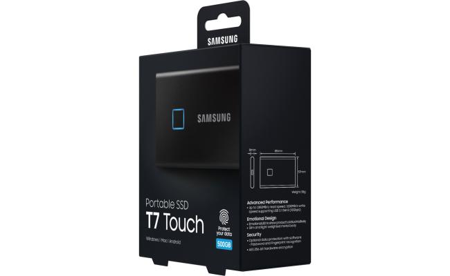 Samsung T7 500GB Touch Portable SSD USB 3.2 Black