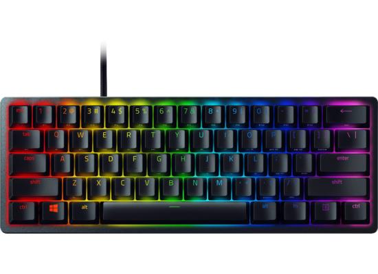 Razer Huntsman Mini 60% Clicky Optical-Mechanical Switches Doubleshot PBT Keycaps Detachable USB-C Cable (Purple Switch) - Black