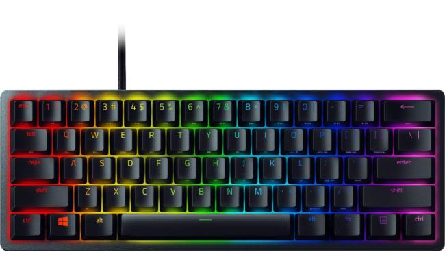 Razer Huntsman Mini 60% Clicky Optical-Mechanical Switches Doubleshot PBT Keycaps Detachable USB-C Cable (Red Switch) - Black