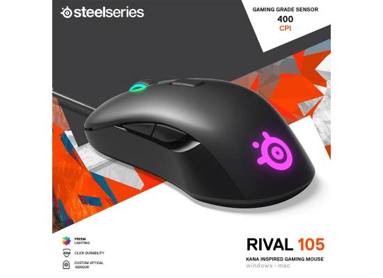 SteelSeries Rival 105 4,200 CPI Prism Lightning, RGB Mouse – Black
