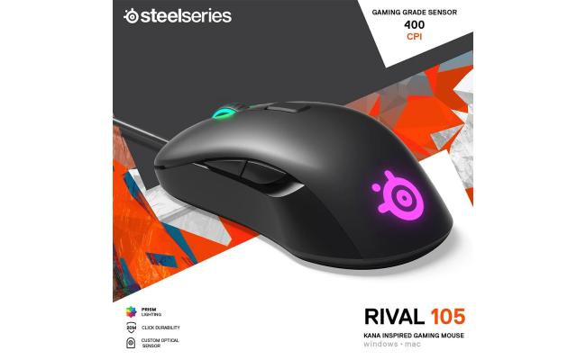 SteelSeries Rival 105 4,200 CPI Prism Lightning, RGB Mouse – Black SteelSeries Rival 105 4,200 CPI Prism Lightning, RGB Mouse – Black