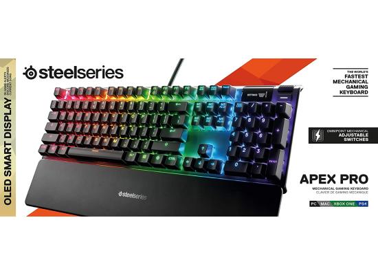 SteelSeries Apex Pro Mechanical Gaming Keyboard, Adjustable Actuation Switches, World’s Fastest Mechanical Keyboard, OLED Smart Display, RGB Backlit