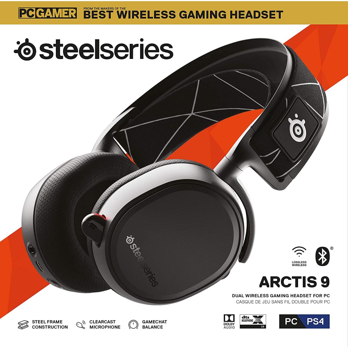 SteelSeries Arctis 9 Wireless + Bluetooth 20+ Hour Battery Life PC & PS ...