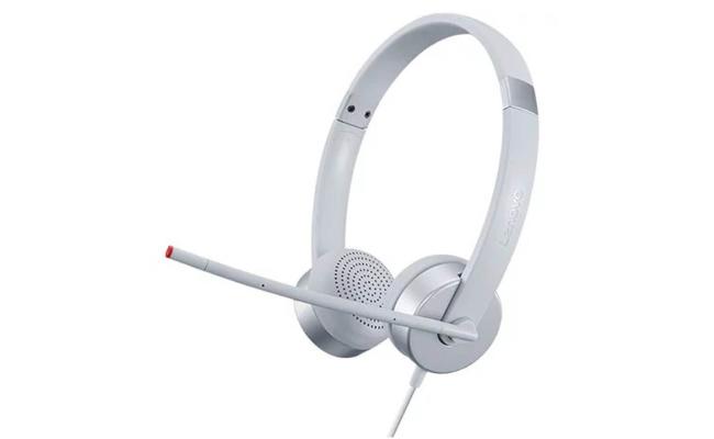 Lenovo 100 Stereo Wired Analog 3.5mm On Ear Headphones with Mic - Cloud Gray
