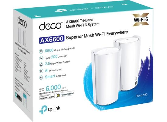 TP-Link Deco AX90 AX6600 Tri-Band WiFi 6 Mesh System (2-Pack)