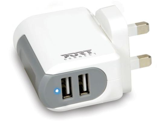Port Designs 900020 Indoor White Mobile Charger 2 USB - UK