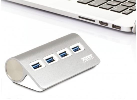 Port Designs 900121 4 Port USB Hub 3.0 Silver