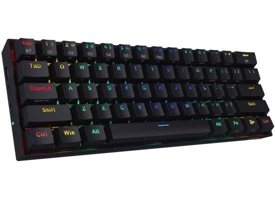 Redragon K530 Pro Draconic 60% Wireless RGB Mechanical Keyboard, BT/2.4Ghz/Wired 3-Mode 61 Keys Compact Gaming Keyboard w/Hot-Swap Socket, Free-Mod Plate Mounted PCB & Tactile Brown Switch - Black