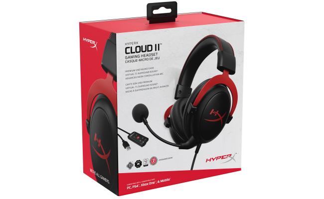 HP HyperX Cloud II Gaming Headset 7.1 Virtual Surround Sound for PC / PS4 / Mac / Mobile - Red