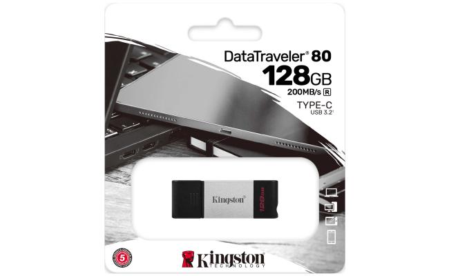 Kingston DataTraveler 80 128GB USB Type-C Flash Drive -  Metal