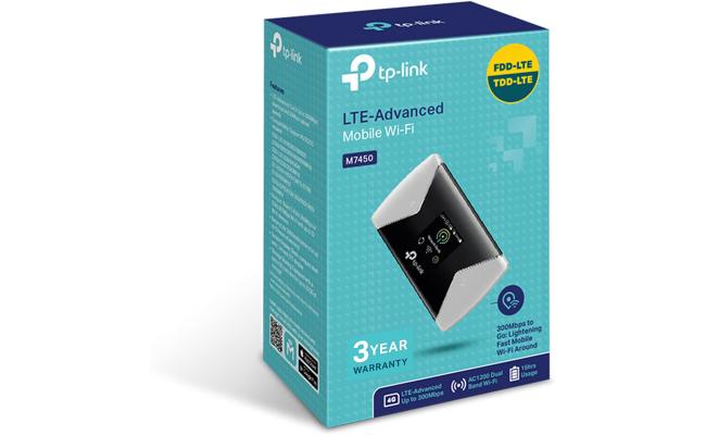 TP-Link M7450 4G+ MiFi SD Card Slot LTE-Advanced Cat6 with up to 300Mbps Up to 32 Devices