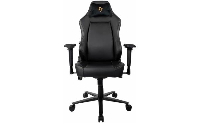 Arozzi Primo Premium PU Leather Gaming Chair Office Chair with Recliner Swivel Tilt Rocker Adjustable Height 4D Armrests Neck Pillow and Built-in Lumbar Adjustment - Black with Gold Accents Arozzi Primo Premium PU Leather Gaming Chair Office Chair with Recliner Swivel Tilt Rocker Adjustable Height 4D Armrests Neck Pillow and Built-in Lumbar Adjustment - Black with Gold Accents