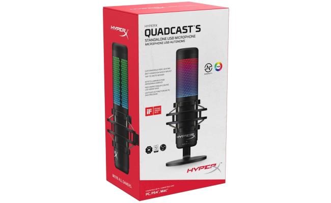 HP HyperX QuadCast S RGB USB Condenser Microphone for PC, PS4, PS5 and Mac
