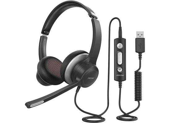 Mpow HC6 Office Headset with Mic USB Noise Reduction for Call Center Skype PC Cellphone