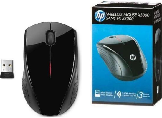 HP x3000 Wireless Mouse w/ USB Adapter , Black