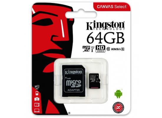 Kingston 64GB Canvas UHS-I microSDXC Class 10