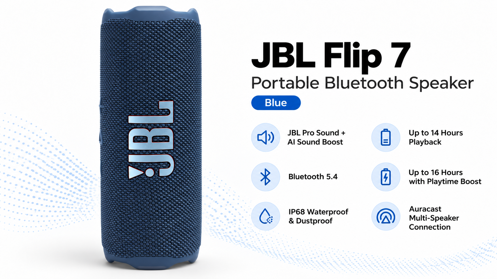 JBL Flip 7 Portable Bluetooth Speaker Blue Overview