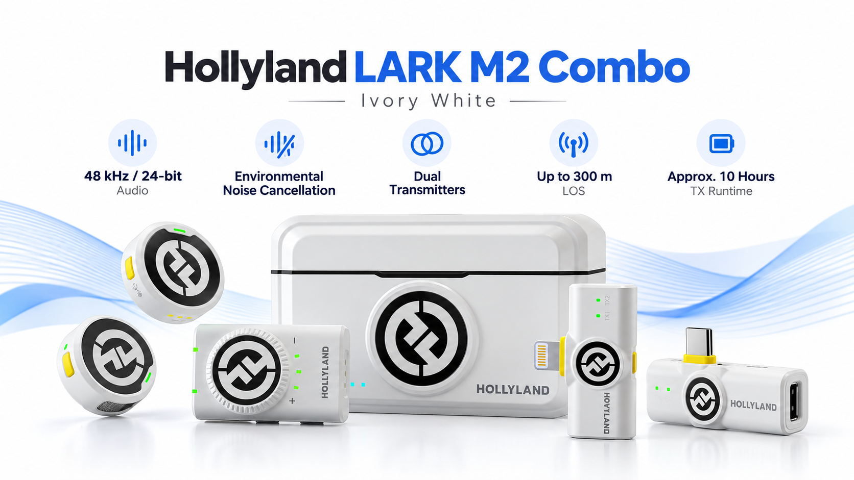Hollyland LARK M2 Combo Wireless Microphone System Ivory White Overview